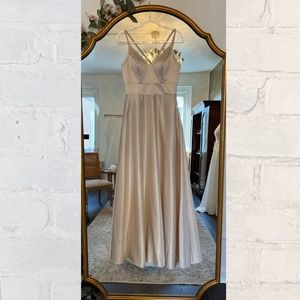 sorella vita 9168 satin a-line bridesmaid dress in champagne [size 10]